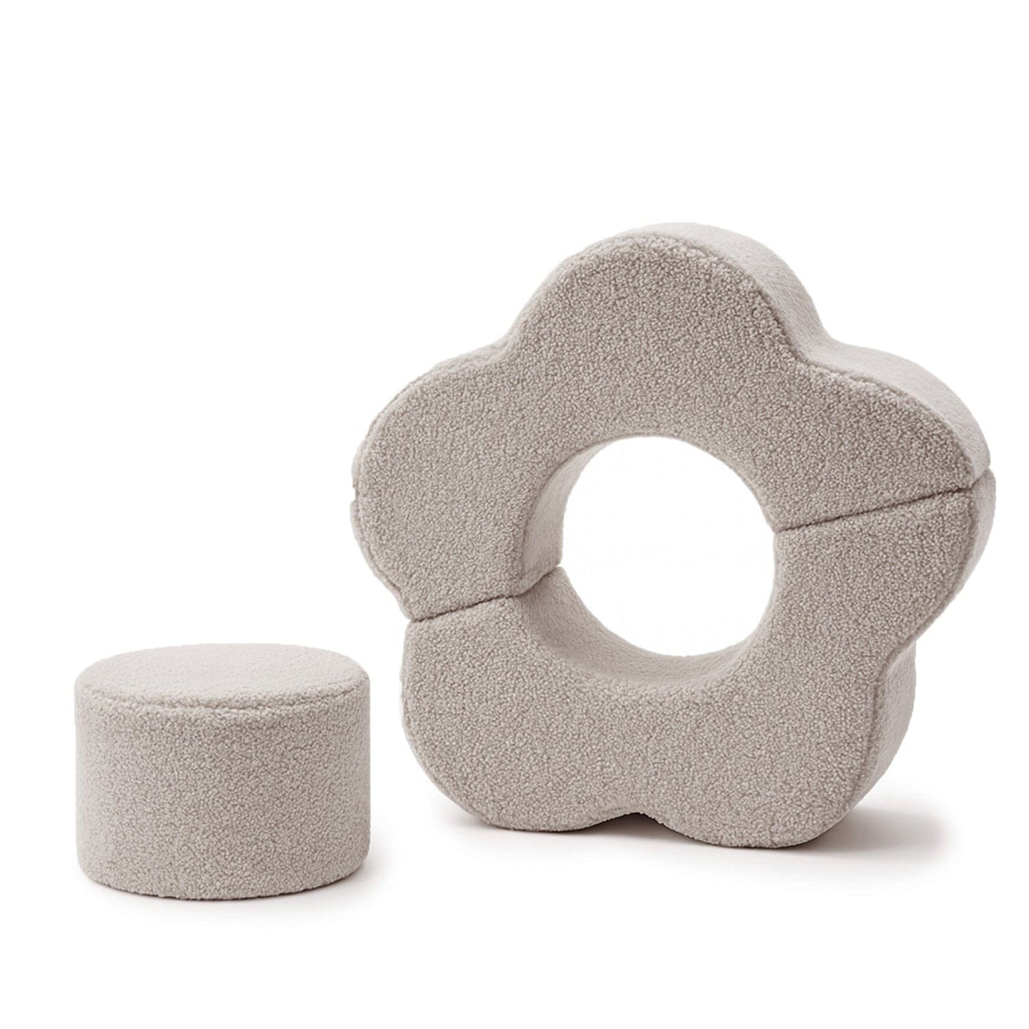 MeowBaby Foam Flower Shape Set – Bearly Grey – boucle soft foam sensory seating for toddlers | Nestling