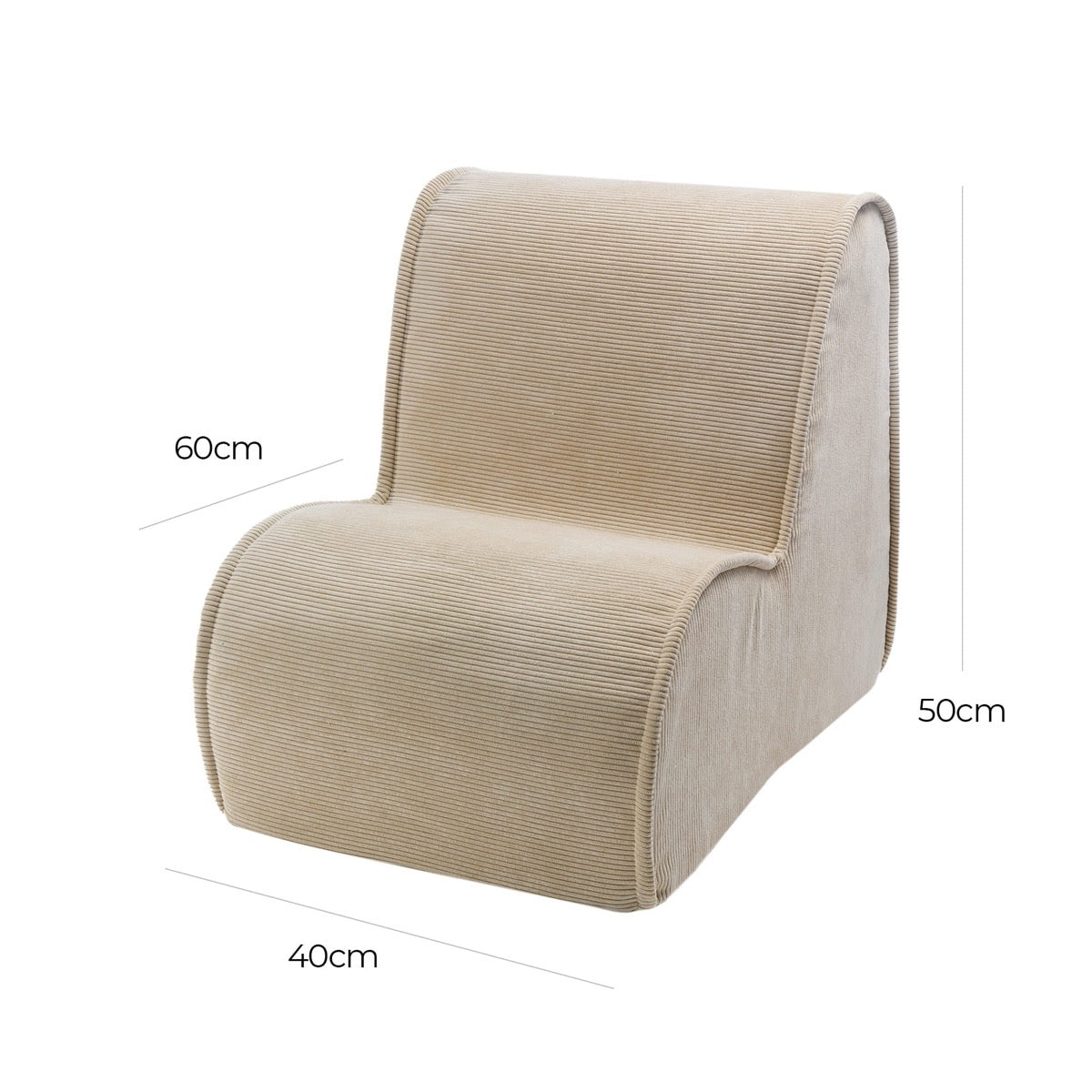 MeowBaby Kids Corduroy Chair Sand Childrens Armchair – dimensions diagram 60x50x40cm | Nestling