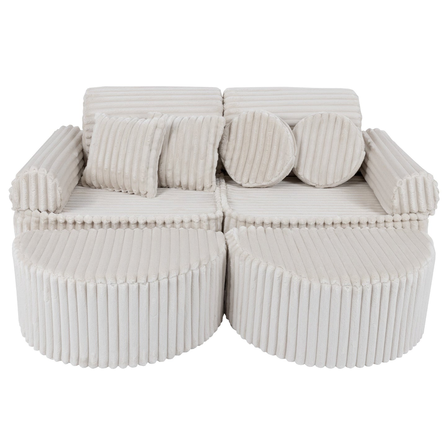 MeowBaby Medium Modular Sofa Churros White Plus – sofa with all elements arranged | Nestling