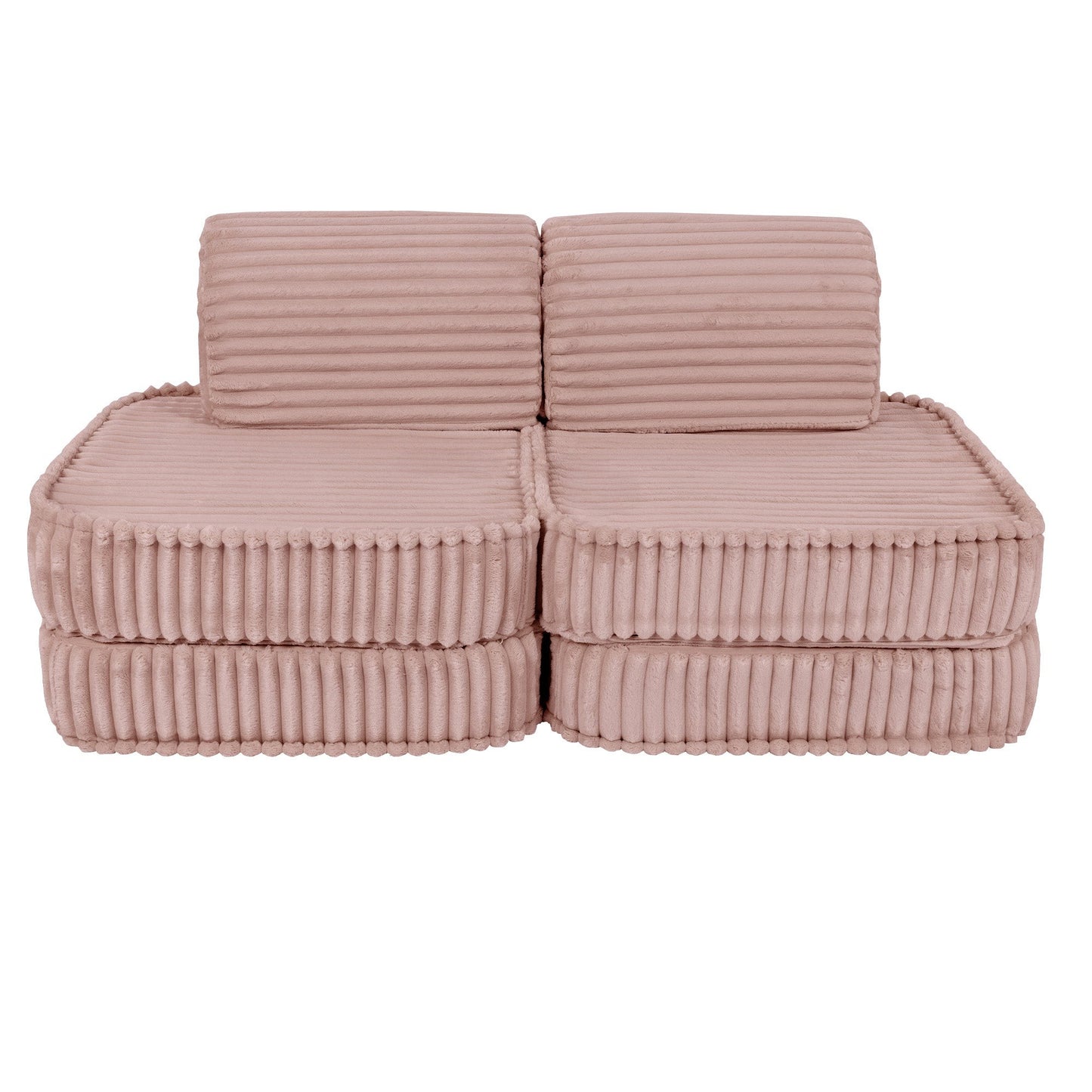 MeowBaby Small Modular Sofa Churros Pink Kids Play Couch – flat mat configuration floor play | Nestling