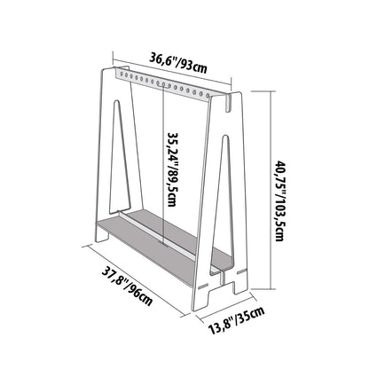 Dimension diagram of Montessori house bed clothing rack showing height and width measurements
