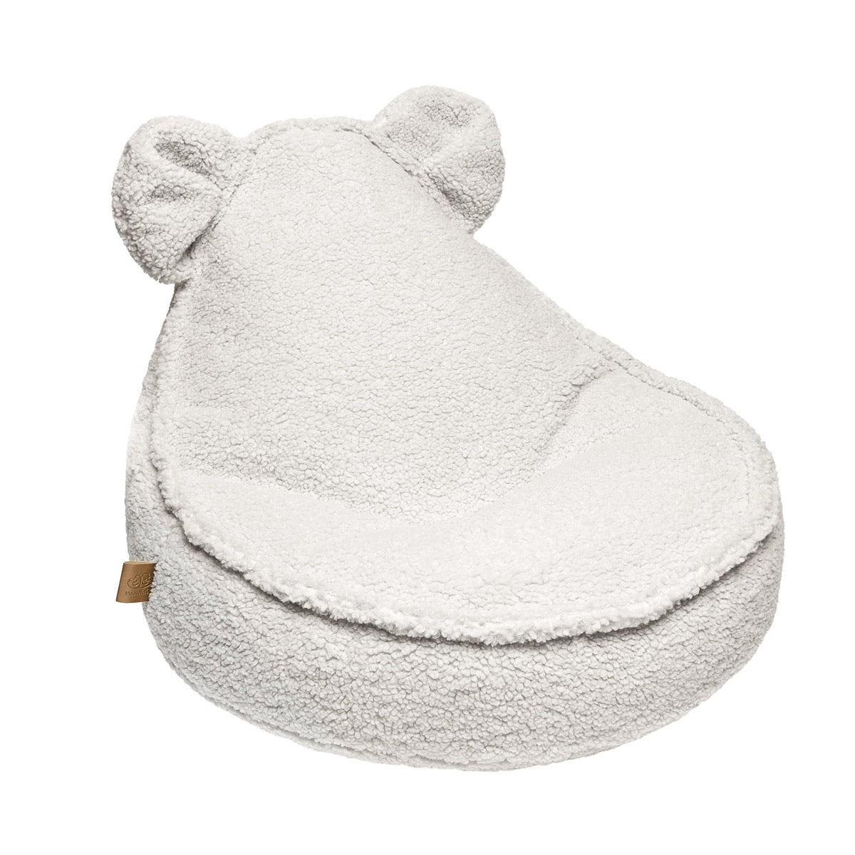 Cream teddy bean bag with soft textured fabric and rounded ear details for kids