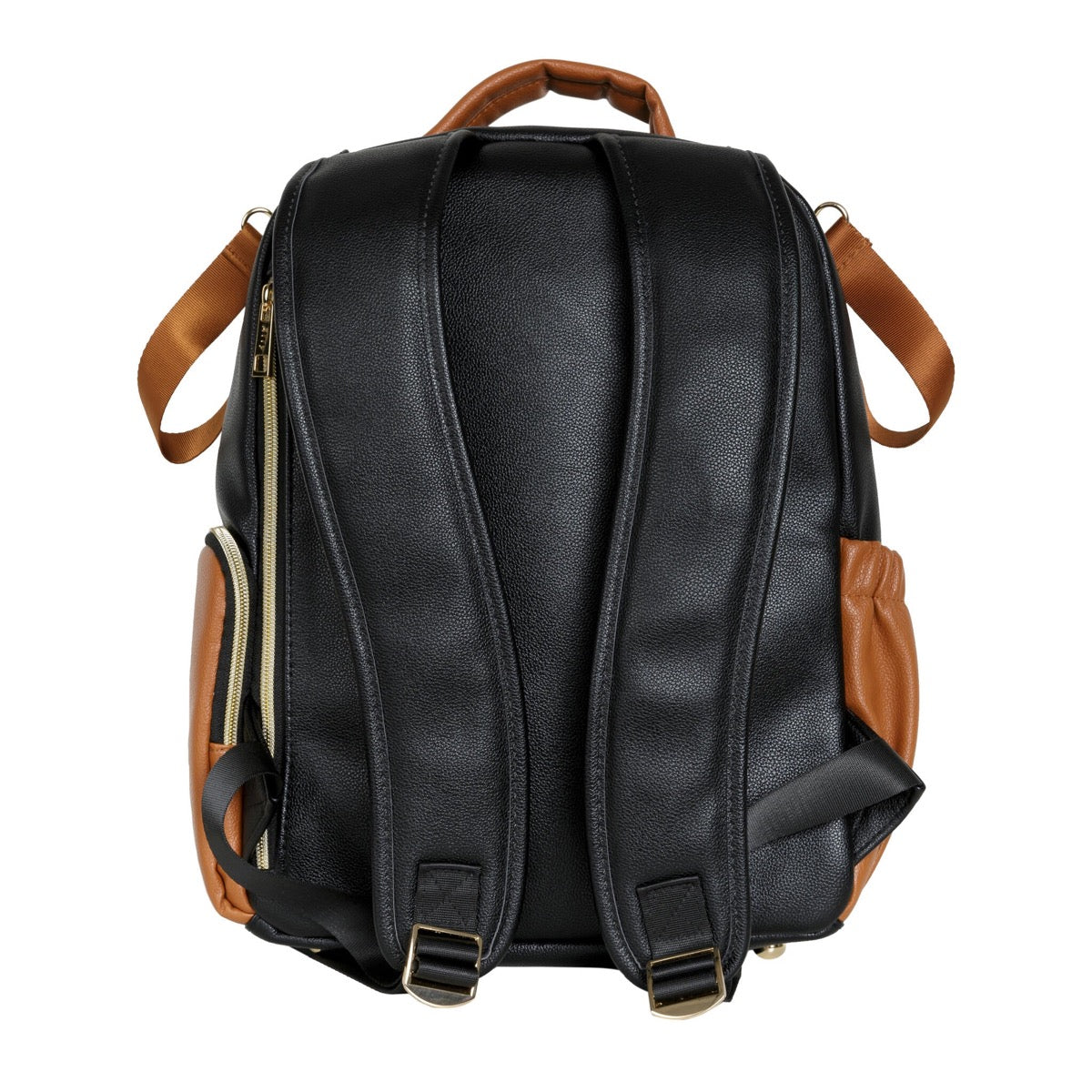 Interior view of open diaper bag displaying white changing pad and storage compartments