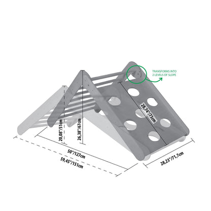 Diagram showing climbing triangle dimensions and transformation into two slope levels