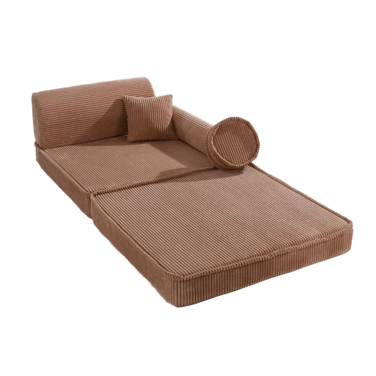 MeowBaby Large Modular Sofa – Premium Corduroy – Powder Pink