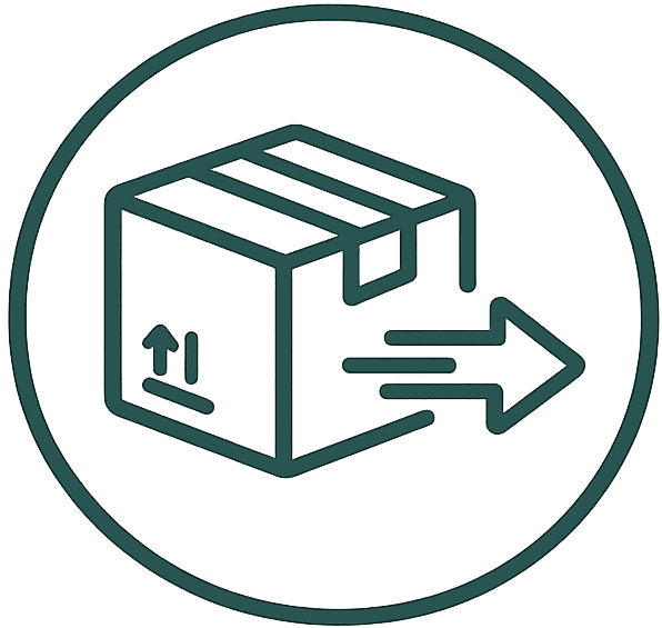 Icon of a box with an arrow indicating movement, set against a white background.