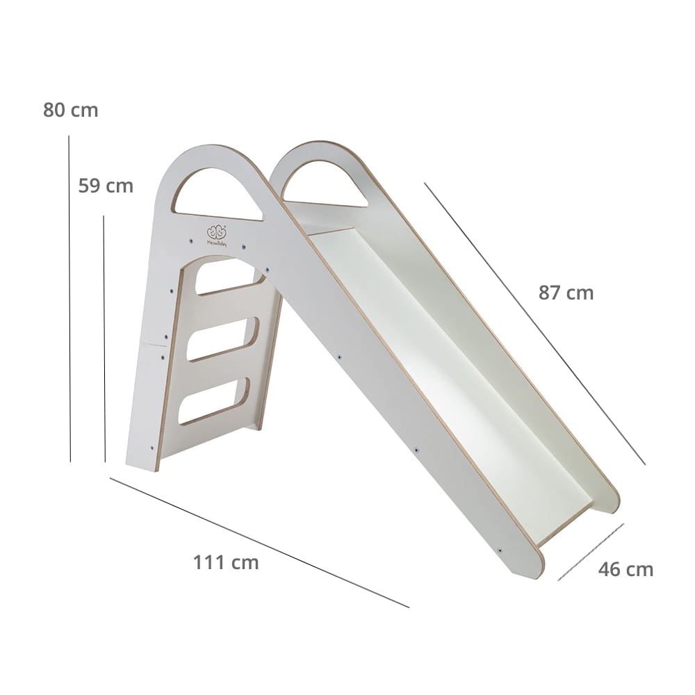 Scandi slide dimensions diagram showing 87cm length and 46cm width measurements