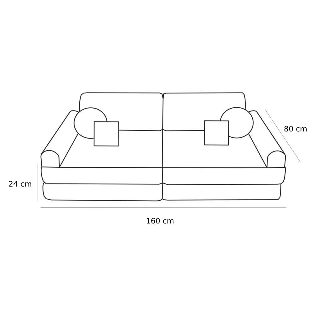 MeowBaby large modular sofa dimensions showing 160cm width, 80cm height, 24cm depth specifications