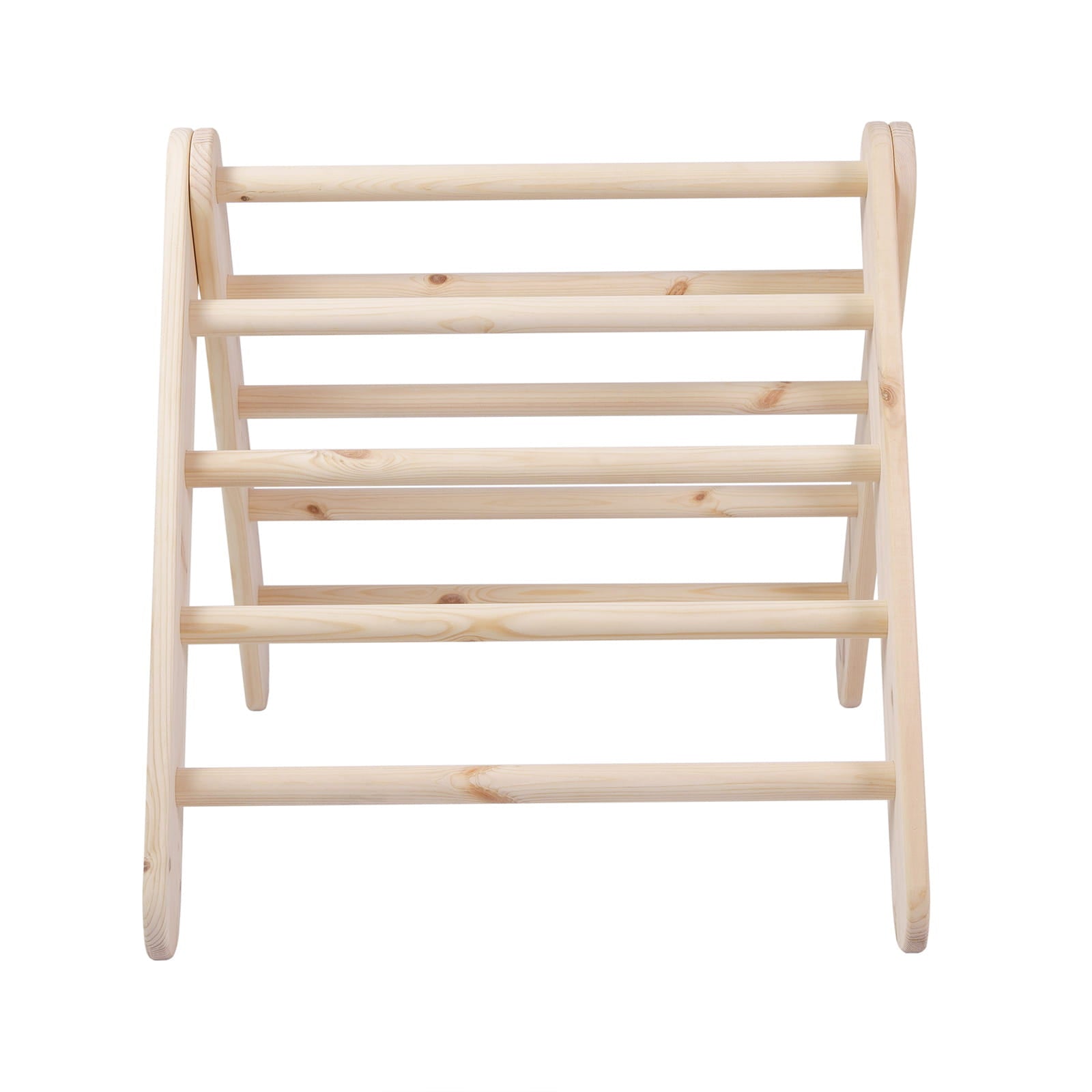 Flat wood ladder back panel with five horizontal rungs and rounded edges
