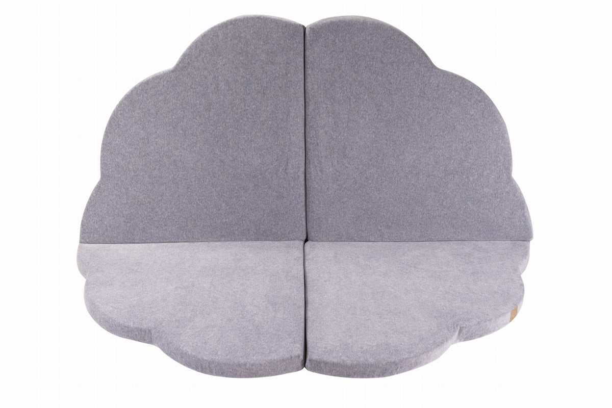 MeowBaby Play Mat for Kids – Cloud Shaped Velvet – Light Grey