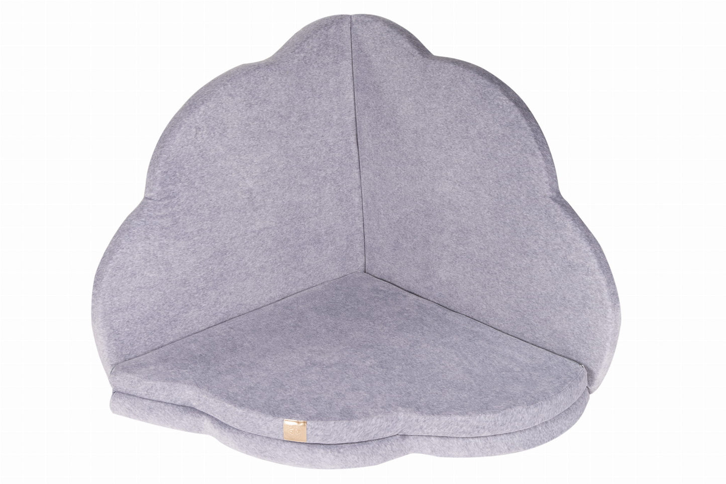Interior view of grey cloud shaped play mat displaying hollow sleeping nest design