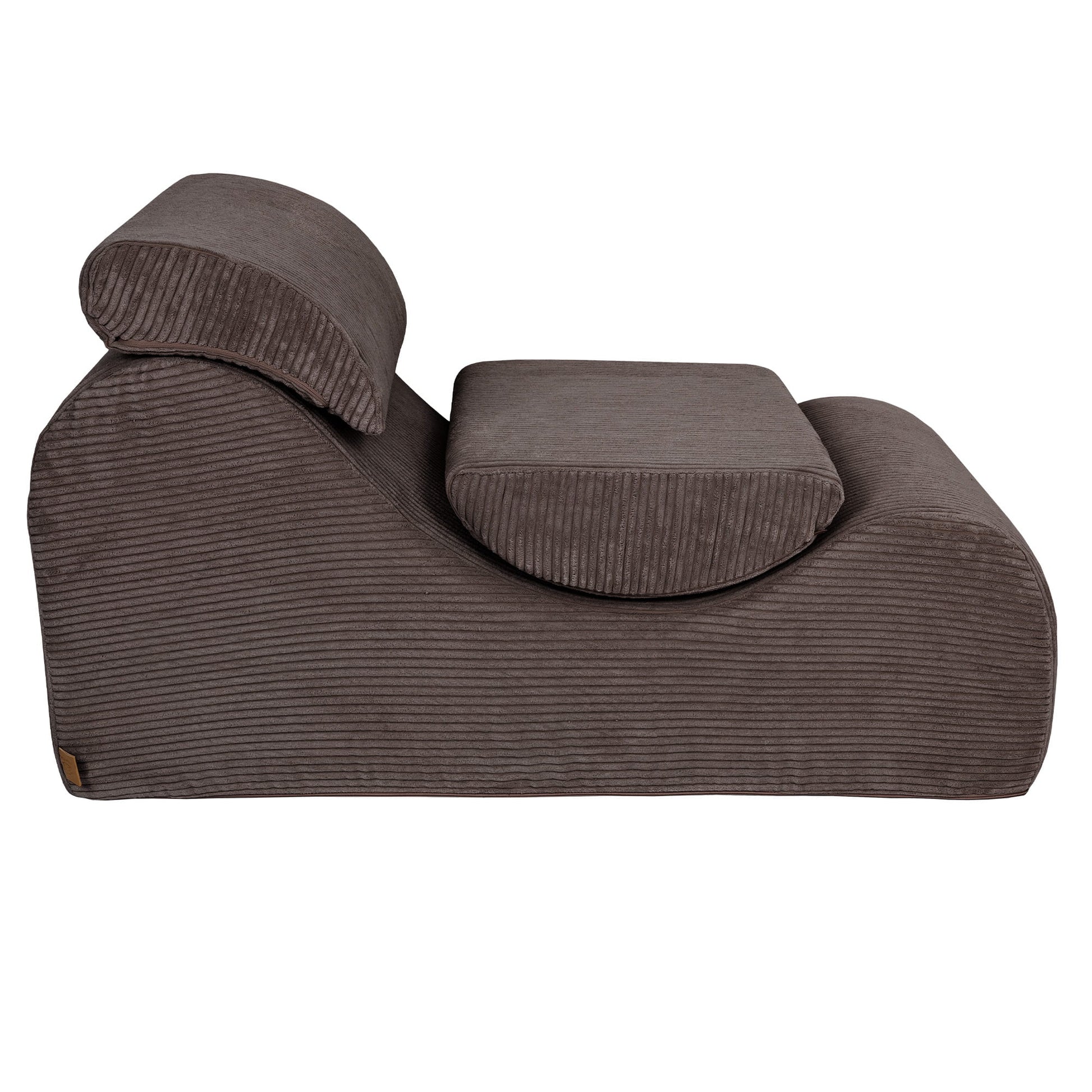 Brown Wave Lounger top view showing headrest and footrest cushion placement