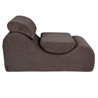 Brown Wave Lounger top view showing headrest and footrest cushion placement