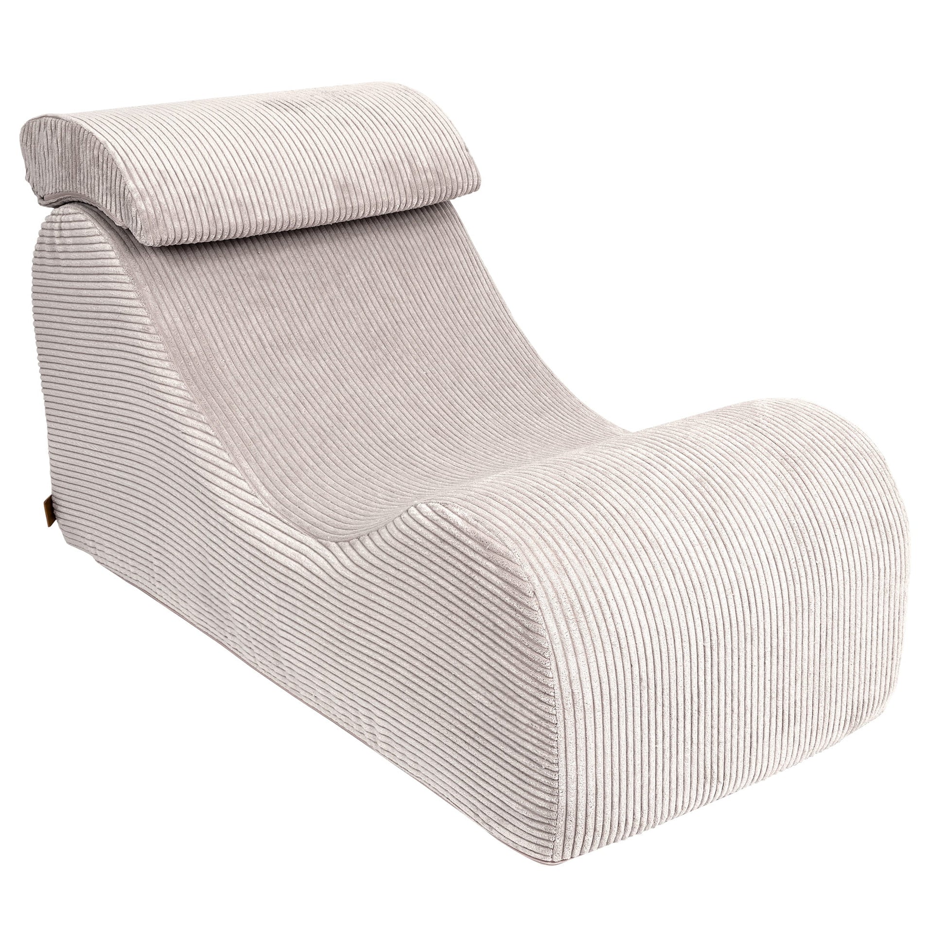 Wave Lounger ecru lounge chair side profile with curved backrest and cushioned headrest
