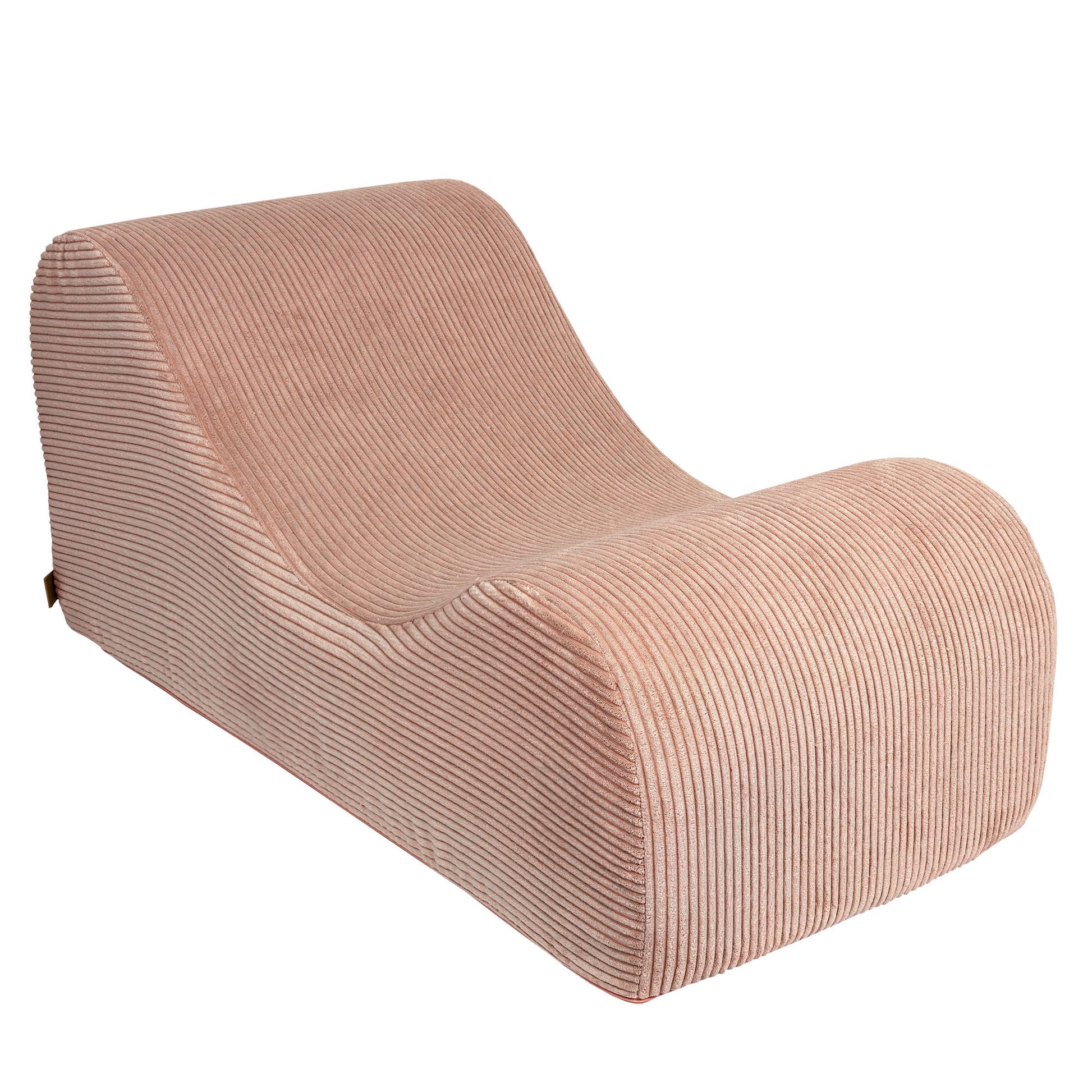 Powder rose Wave Lounger lounge chair showing ergonomic curved silhouette