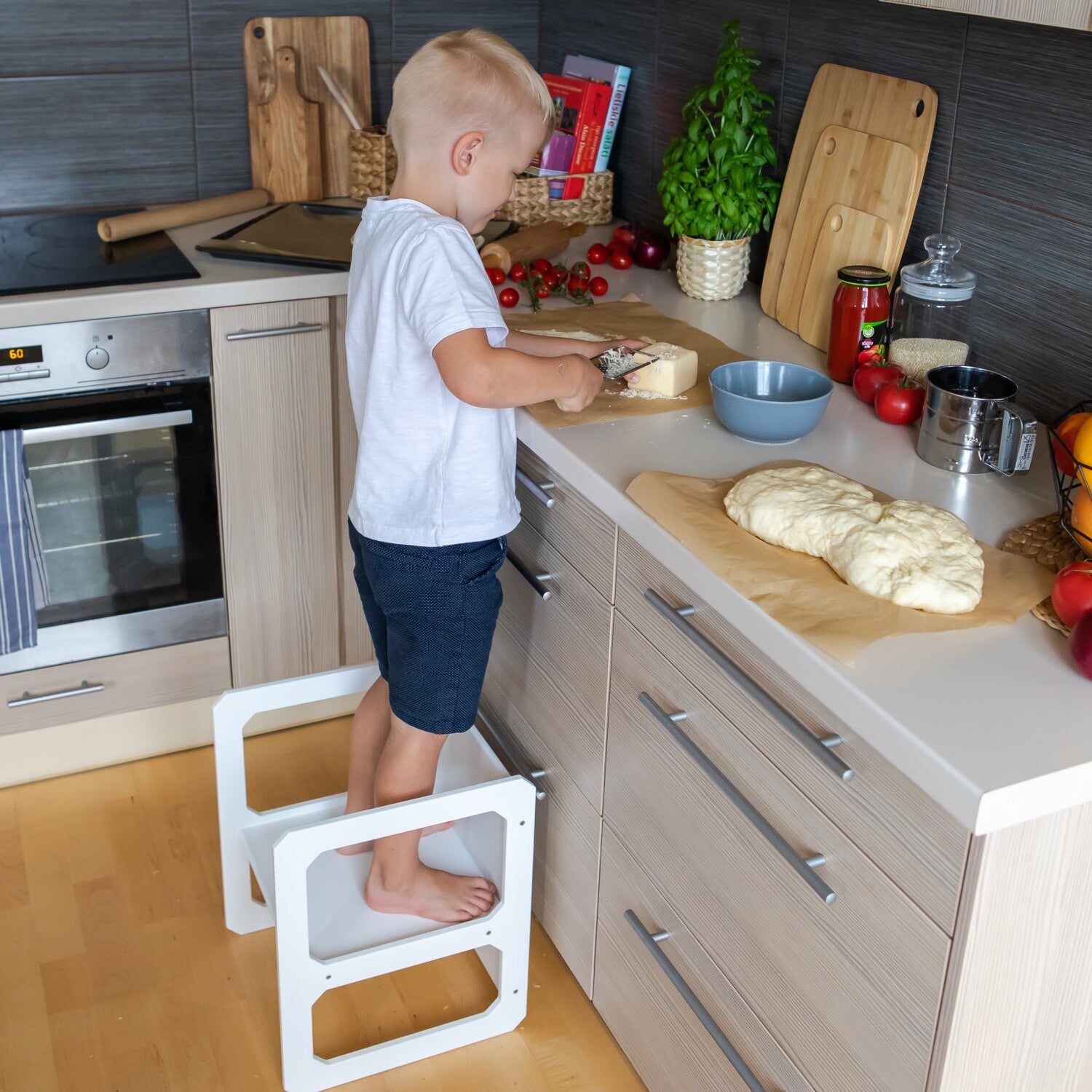 Black Montessori weaning table and chair set, product shot