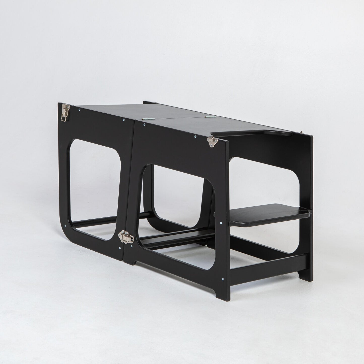 Black kitchen tower converted to table and chair set