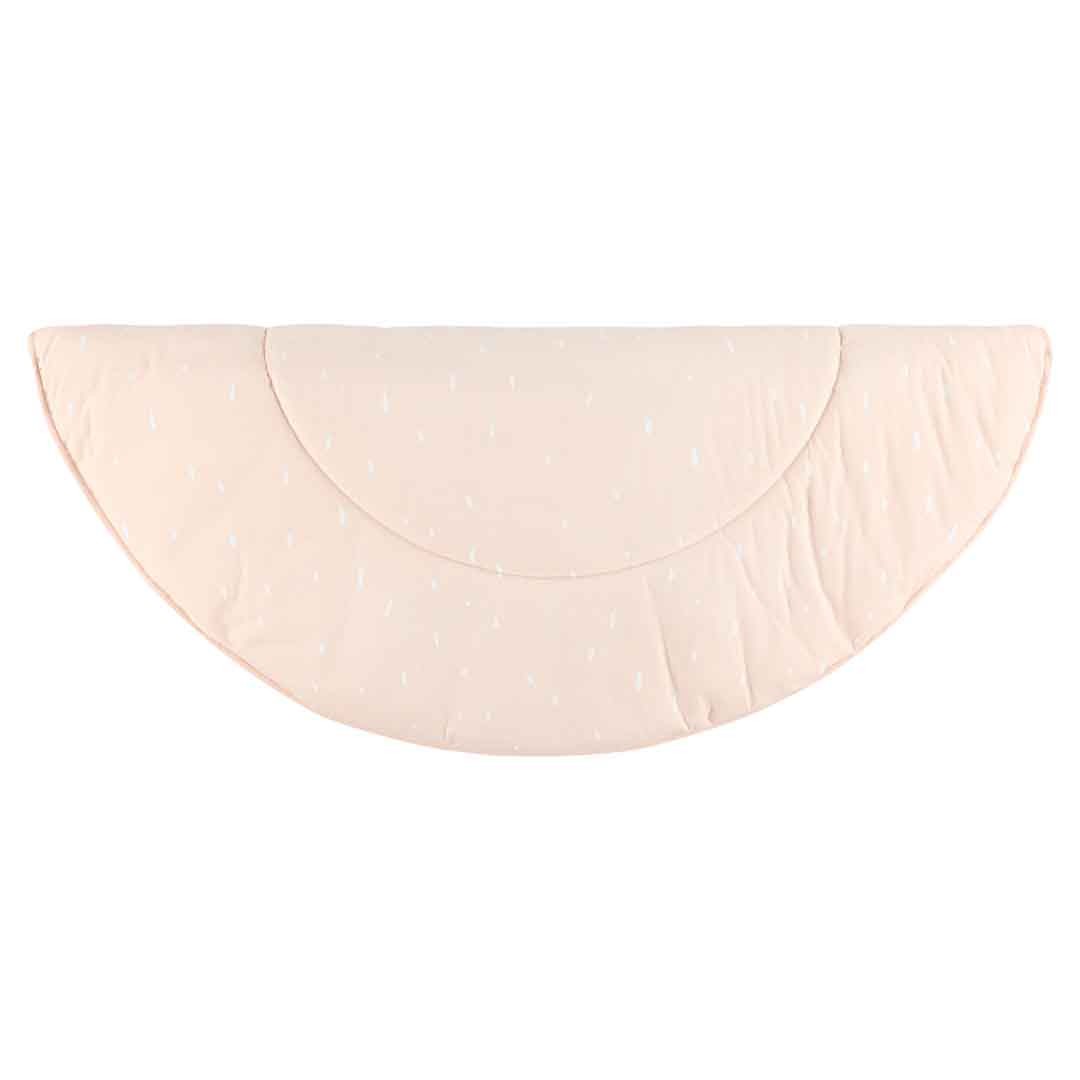 Folded beige organic cotton play mat base without arches