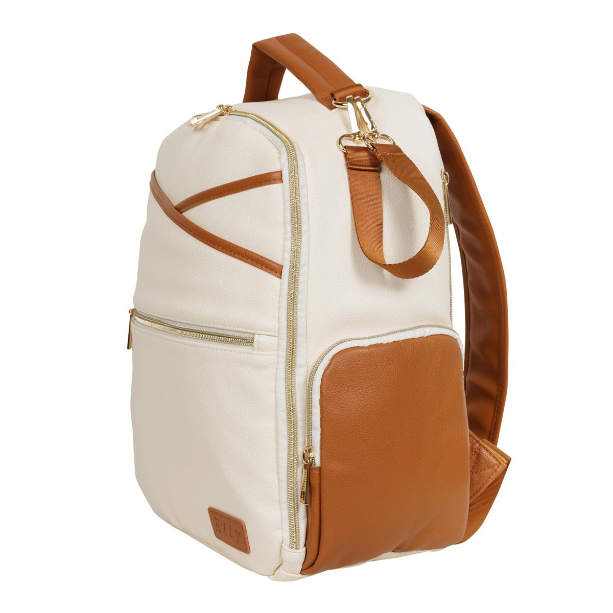Ally Scandic Small Diaper Backpack Cappuccino – lifestyle shot outdoors baby gear bag | Nestling