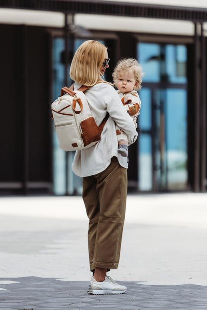Ally Scandic Small Diaper Backpack Cappuccino – small bag large bag size comparison | Nestling