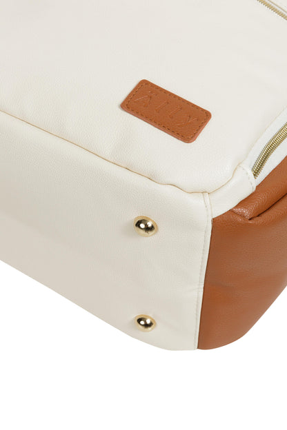 Ally Scandic Small Diaper Backpack Cappuccino – top view open main compartment organized | Nestling