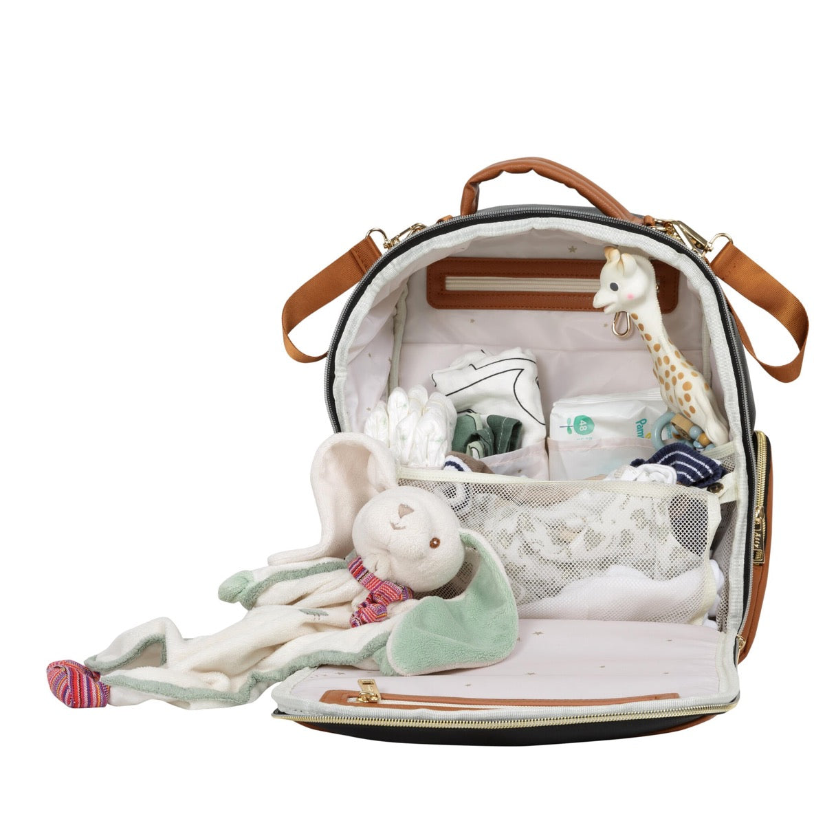 Ally Scandic Small Diaper Backpack Cappuccino – front view cappuccino vegan leather bag | Nestling