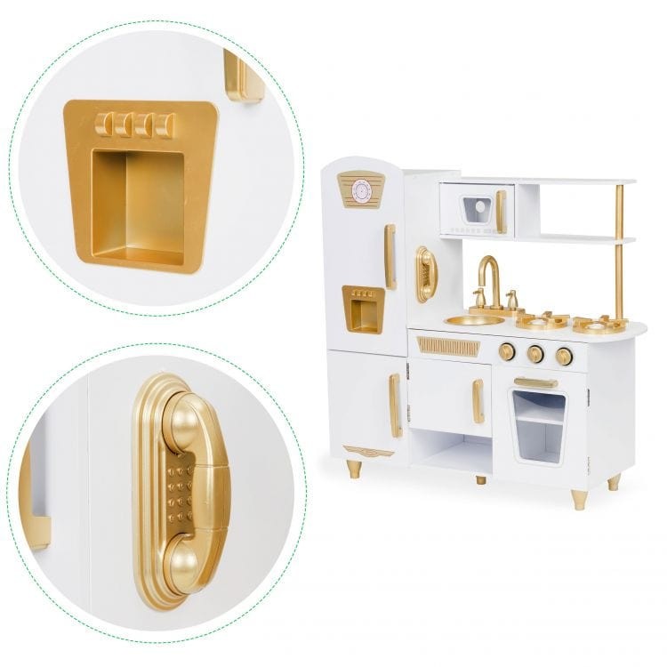 Angelove Large White Gold Wooden Play Kitchen for Kids – assembly instructions diagram | Nestling
