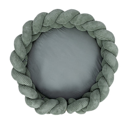 MeowBaby Baby Nest & Play Mat With Crib Bumper Braid – Olive Green