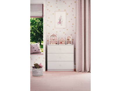 Babydreams Chest of Drawers Nursery Storage – white dresser with drawers open view | Nestling