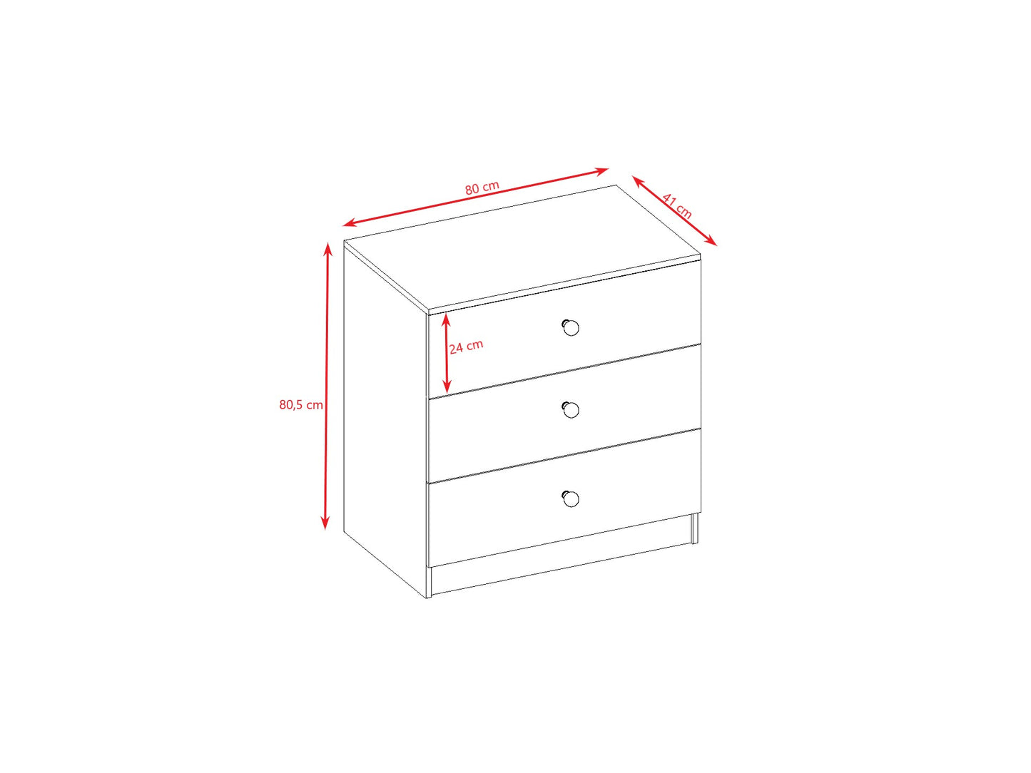 Babydreams Chest of Drawers Nursery Storage – side profile view of white nursery dresser | Nestling