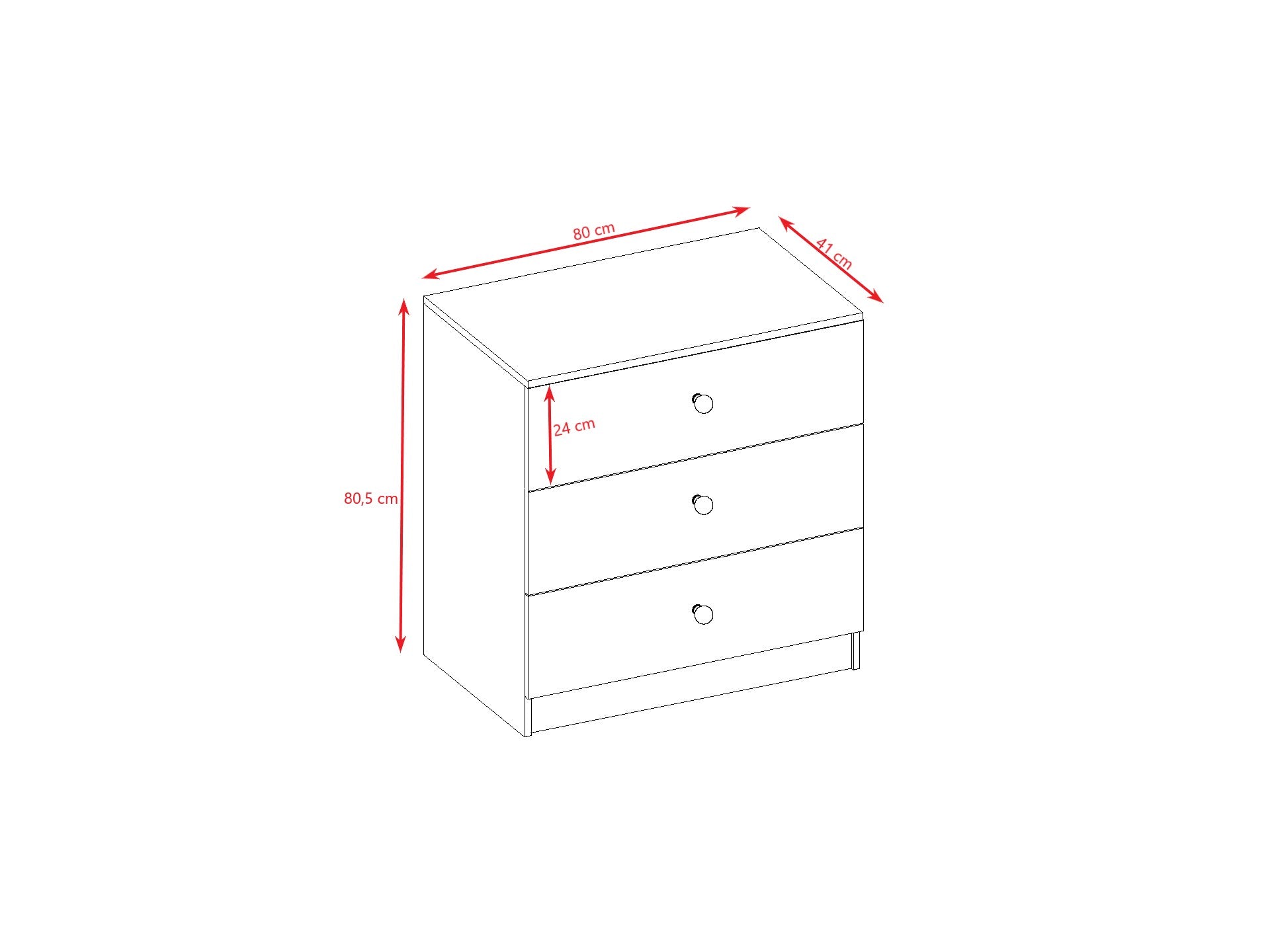 Babydreams Chest of Drawers Nursery Storage – side profile view of white nursery dresser | Nestling