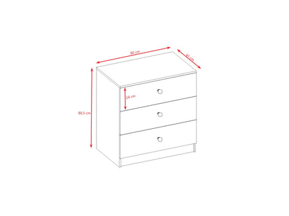 Babydreams Chest of Drawers Nursery Storage – side profile view of white nursery dresser | Nestling