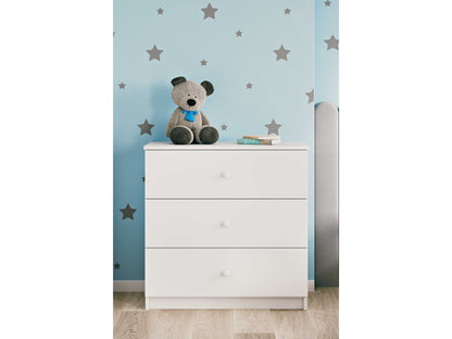 Babydreams Chest of Drawers Nursery Storage – white dresser with pink drawer handles | Nestling