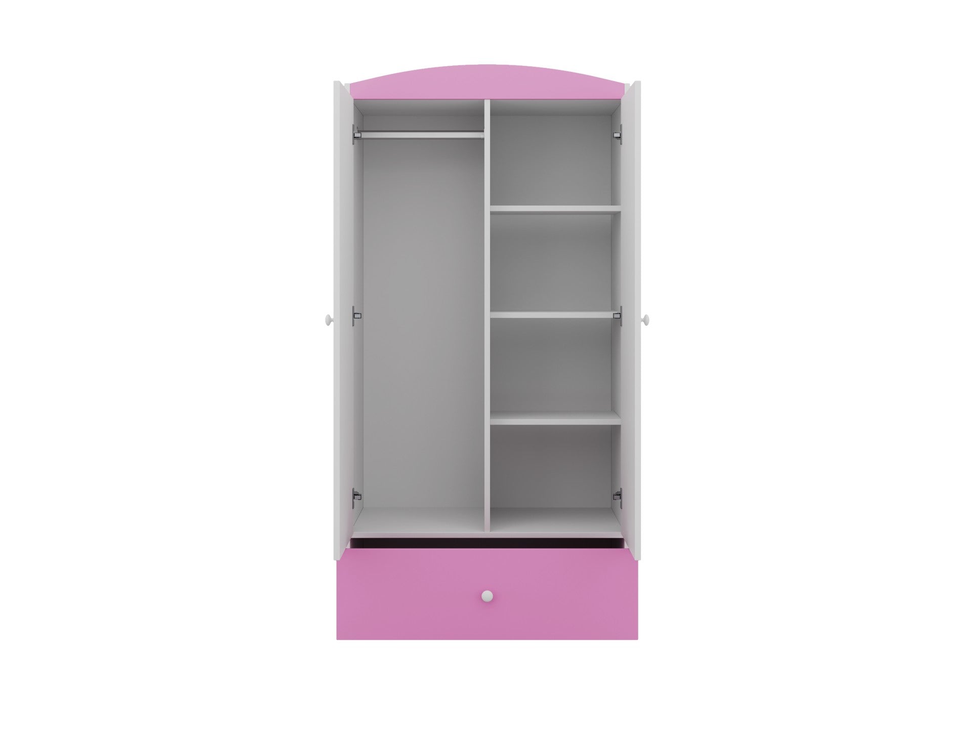 Kocot Kids Babydreams wardrobe with pink top and drawer, interior storage layout visible