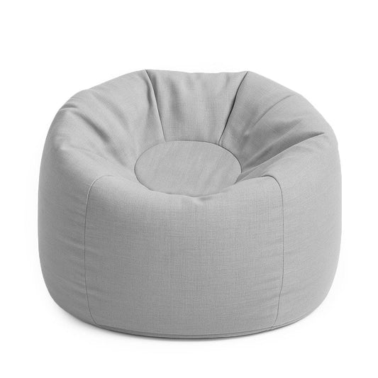 Fog gray Floreo bean bag with soft fabric cover and modern rounded shape