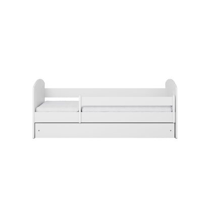 White Classic 2 children's bed front view with safety rails and storage