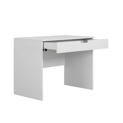 Tomi children's desk with full-extension drawer pulled open for storage access