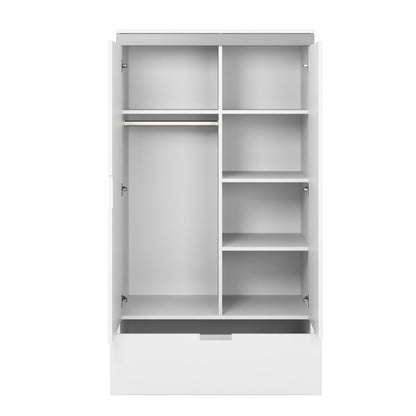 Tomi wardrobe interior showing hanging space and shelving for organized storage