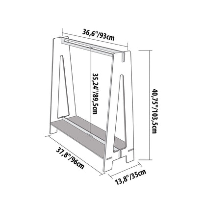 Technical dimension drawing of Montessori kids clothing rack with measurements and specifications
