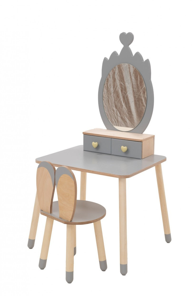 Family-scl Princess Beauty Table Chair with Mirror Crown – close-up crown mirror detail | Nestling