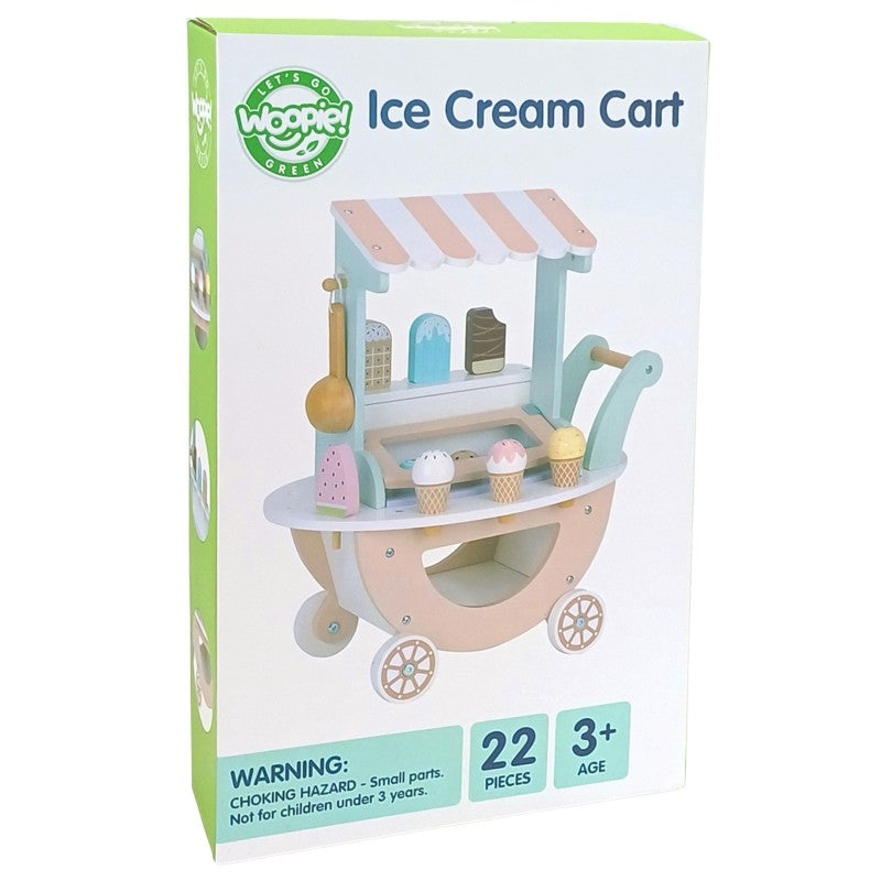 Woopie Ice Cream Cart product packaging with green branding and 22 pieces