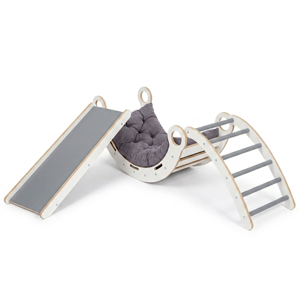 MeowBaby Dream Rocker with Slide & Ladder – Grey | Nestling