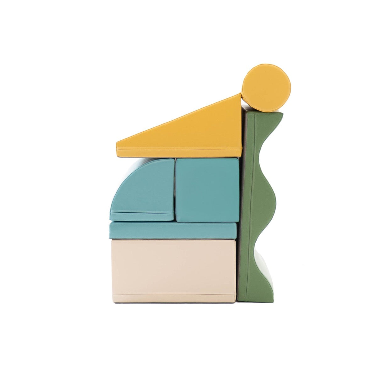IGLU Discoverer 7-piece foam climbing set in pastel turquoise, yellow, and cream colors stacked vertically