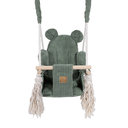 MeowBaby Indoor Baby Swing, Teddy – Olive Green