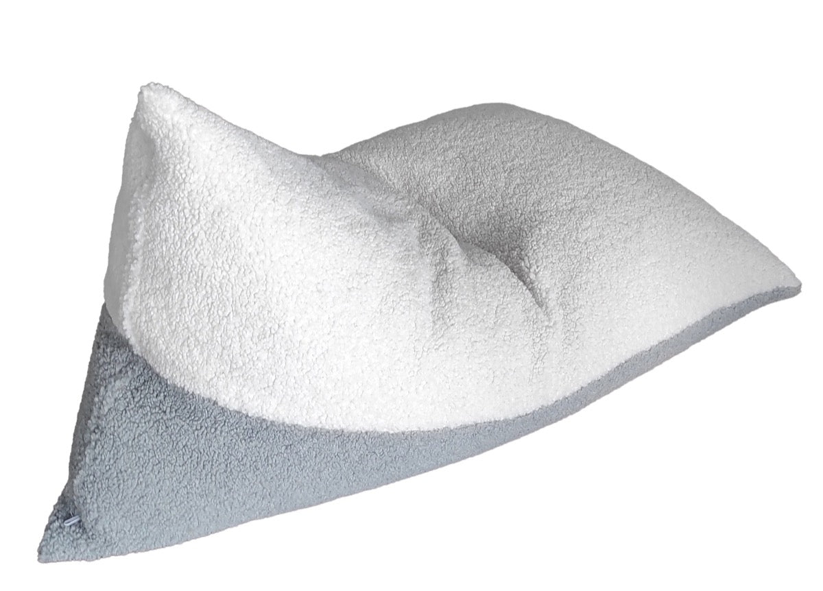 Cloud Lamb Duo sherpa bean bag showing cream and gray color contrast