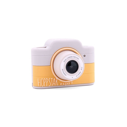 Hoppstar Expert kids camera in Citron yellow, angled view