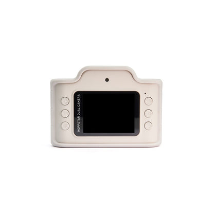 Back of the Hoppstar Expert kids camera with 2-inch screen, selfie lens and buttons
