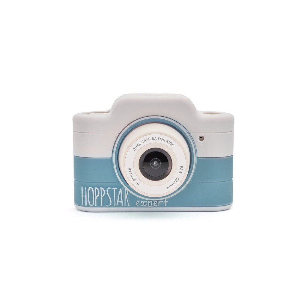 Hoppstar Expert kids camera in Yale blue, front view