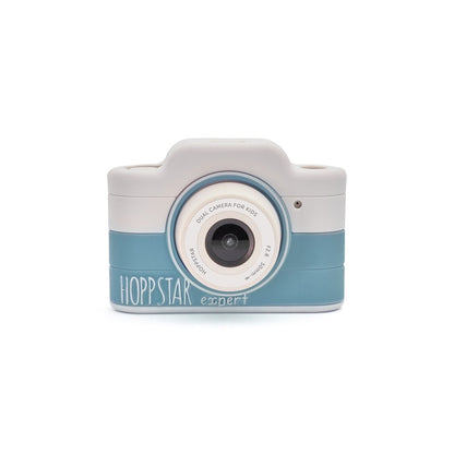 Hoppstar Expert kids camera in Yale blue, front view
