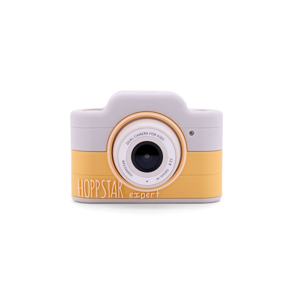 Hoppstar Expert kids camera in Citron yellow, front view